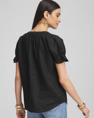 Chico's - Linen Flutter-Sleeve Popover Top