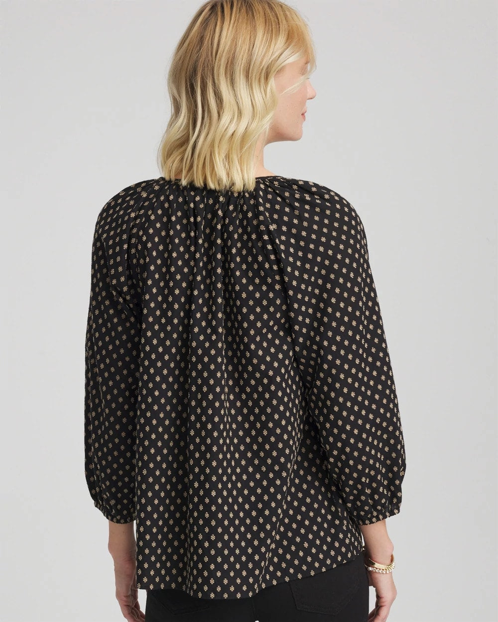 Chico's - Floral Print Tie-Neck Top