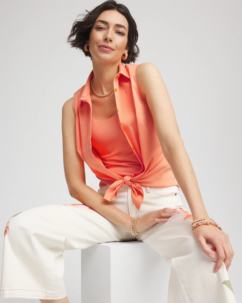 Chico's - No Iron™ Sleeveless Sateen-Stretch Shirt