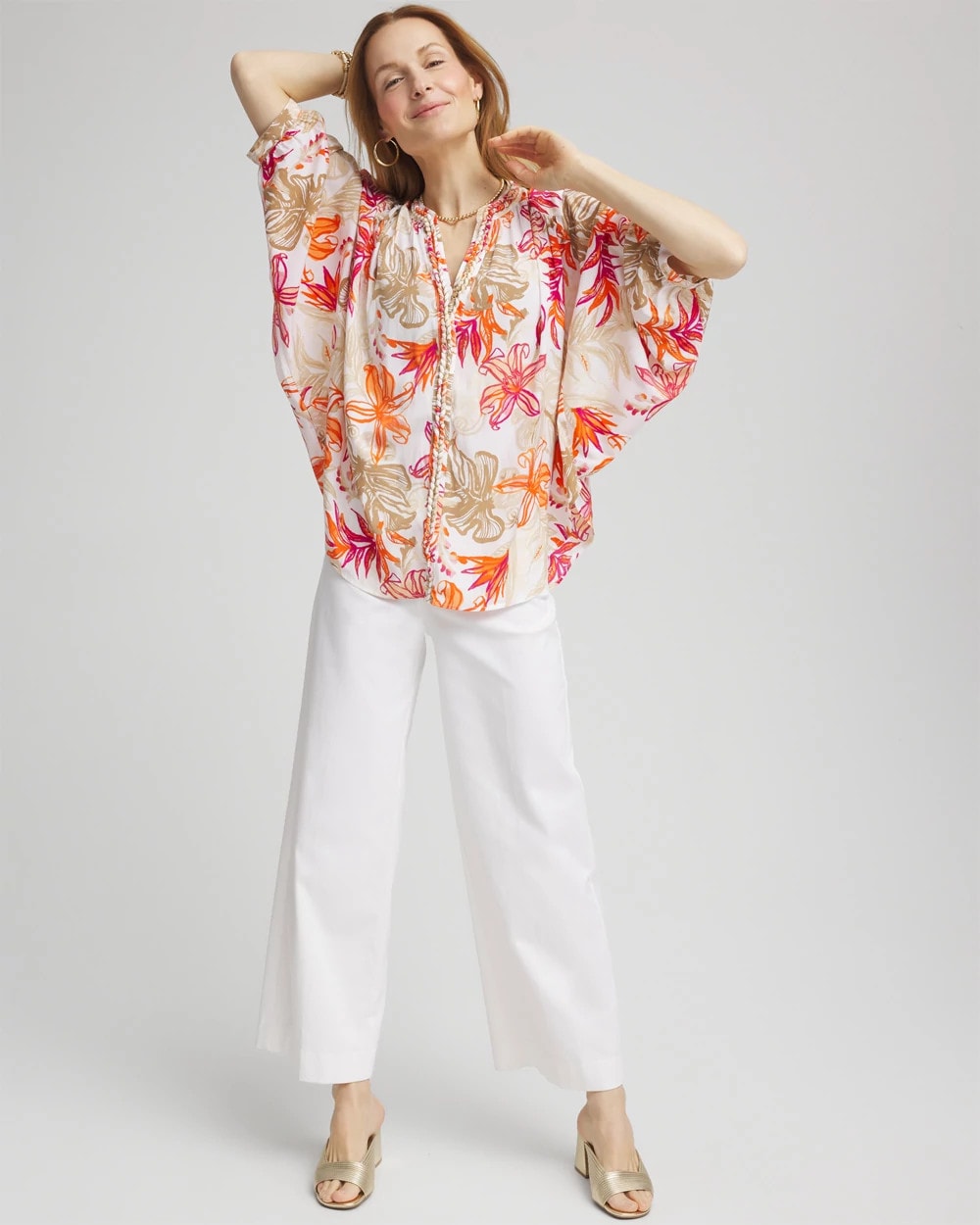 Chico's - Floral Braided Batwing Blouse