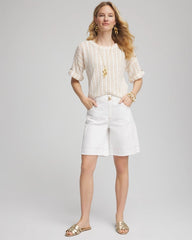 Chico's - Textured Roll Cuff Tee