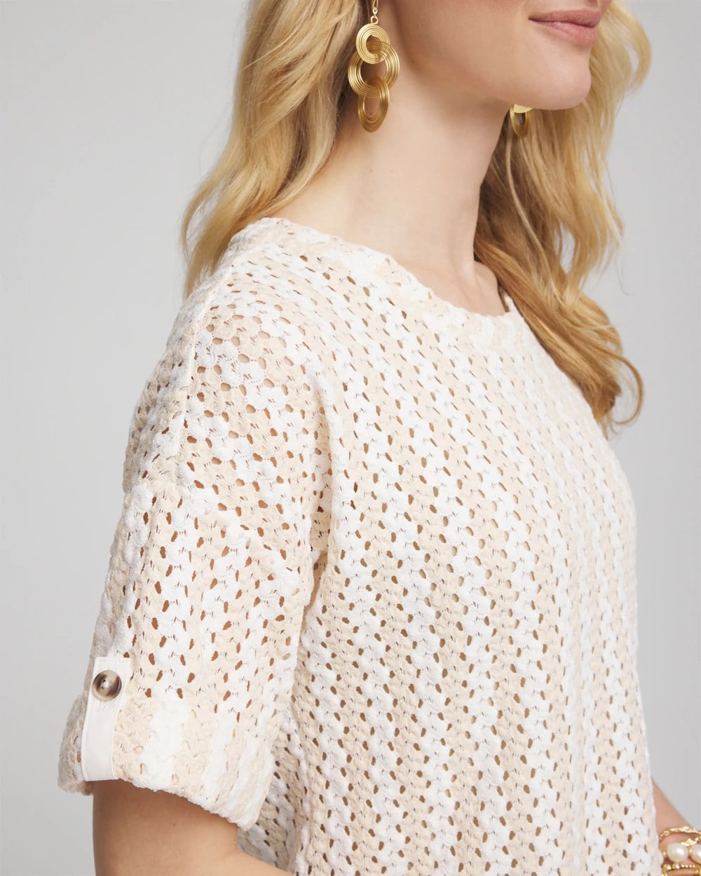 Chico's - Textured Roll Cuff Tee