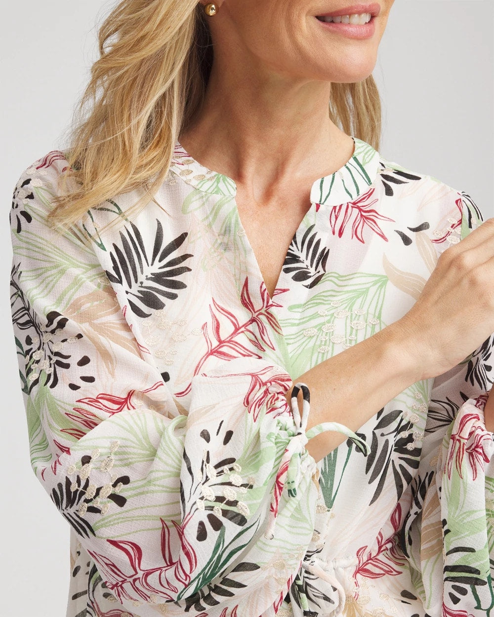 Chico's - Drawstring Crinkle Chiffon Blouse