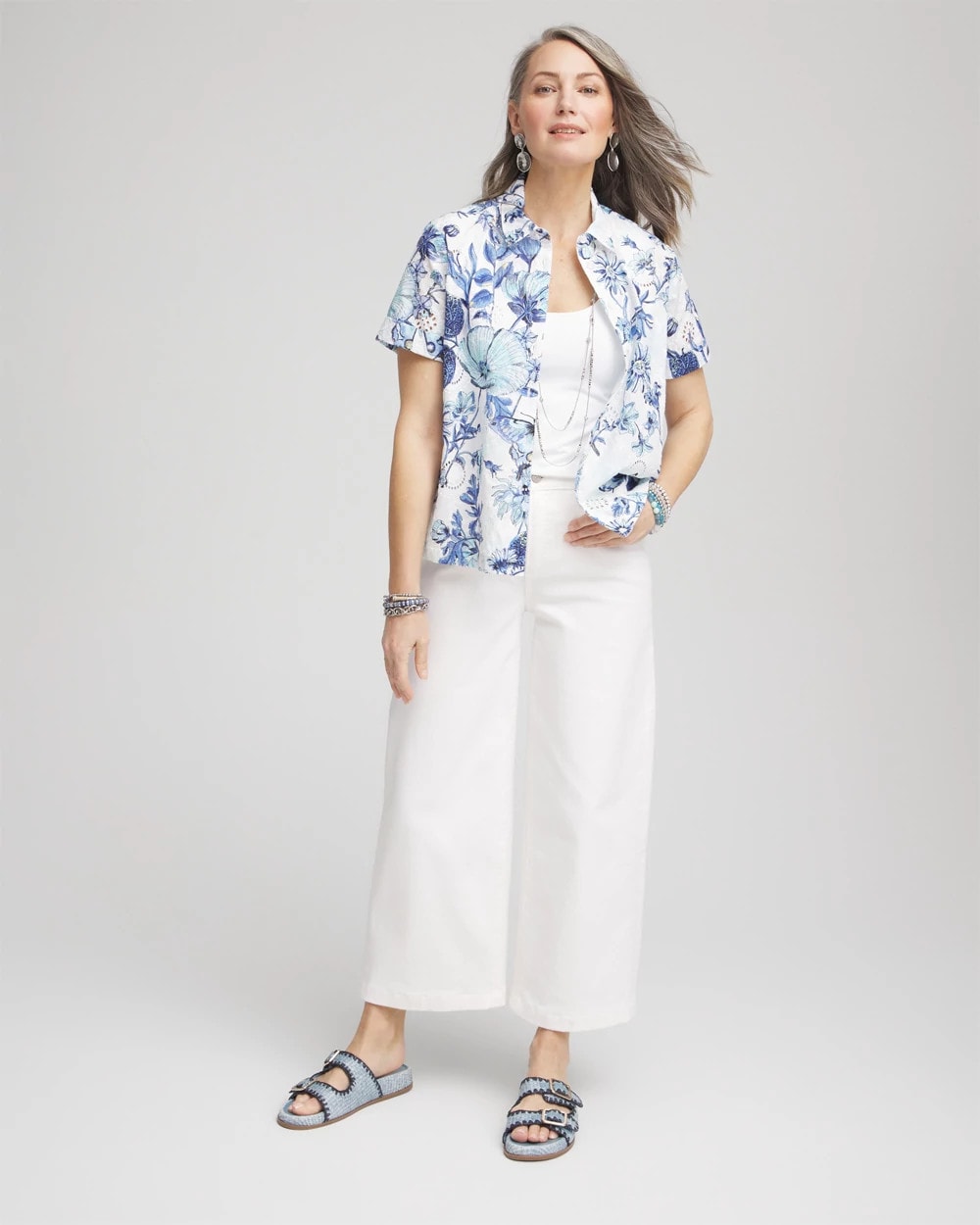 Chico's - Butterfly Voile Short Sleeve Shirt