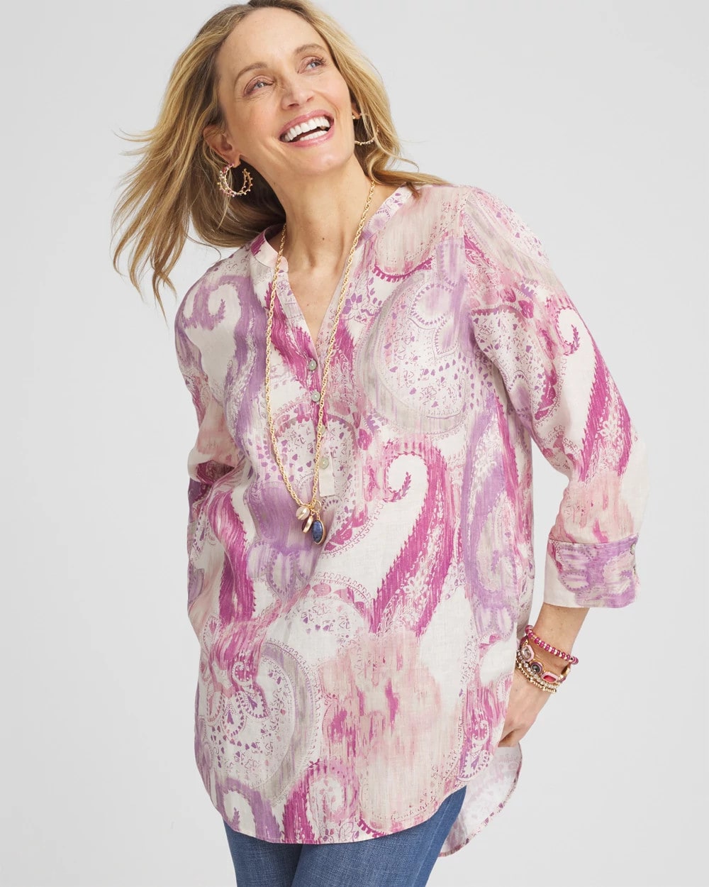 Chico's - No Iron™ Multi Paisley Linen Tunic