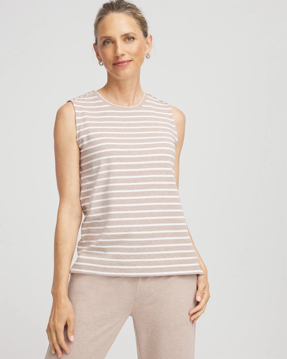 Chico's - Zenergy® UPF Sleeveless Metallic-Striped Tank