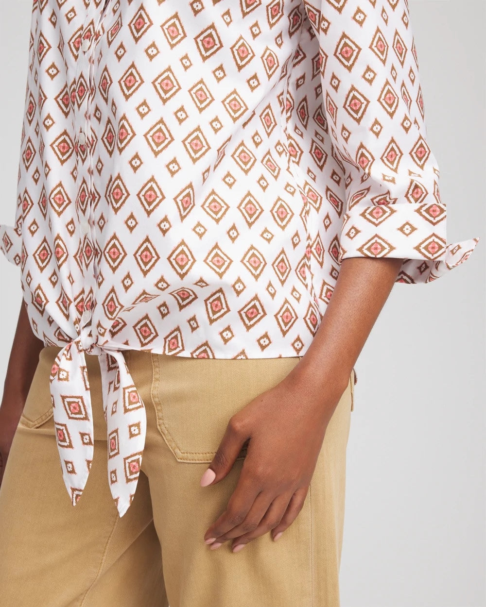 Chico's - No Iron™ Tie-Front Geo-Print Shirt