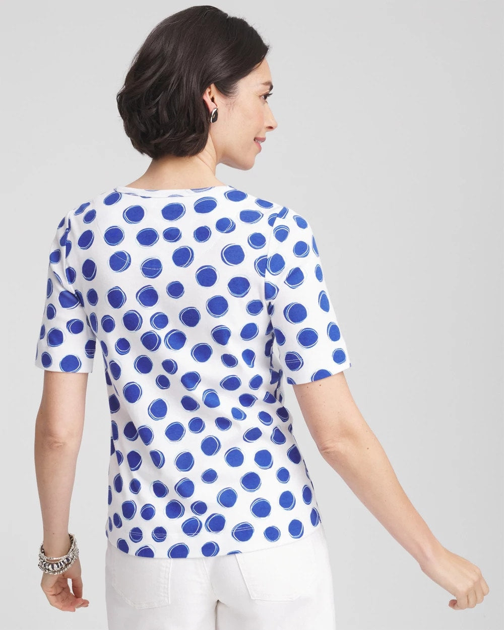 Chico's - Polka-Dot Pima Cotton Crewneck Tee