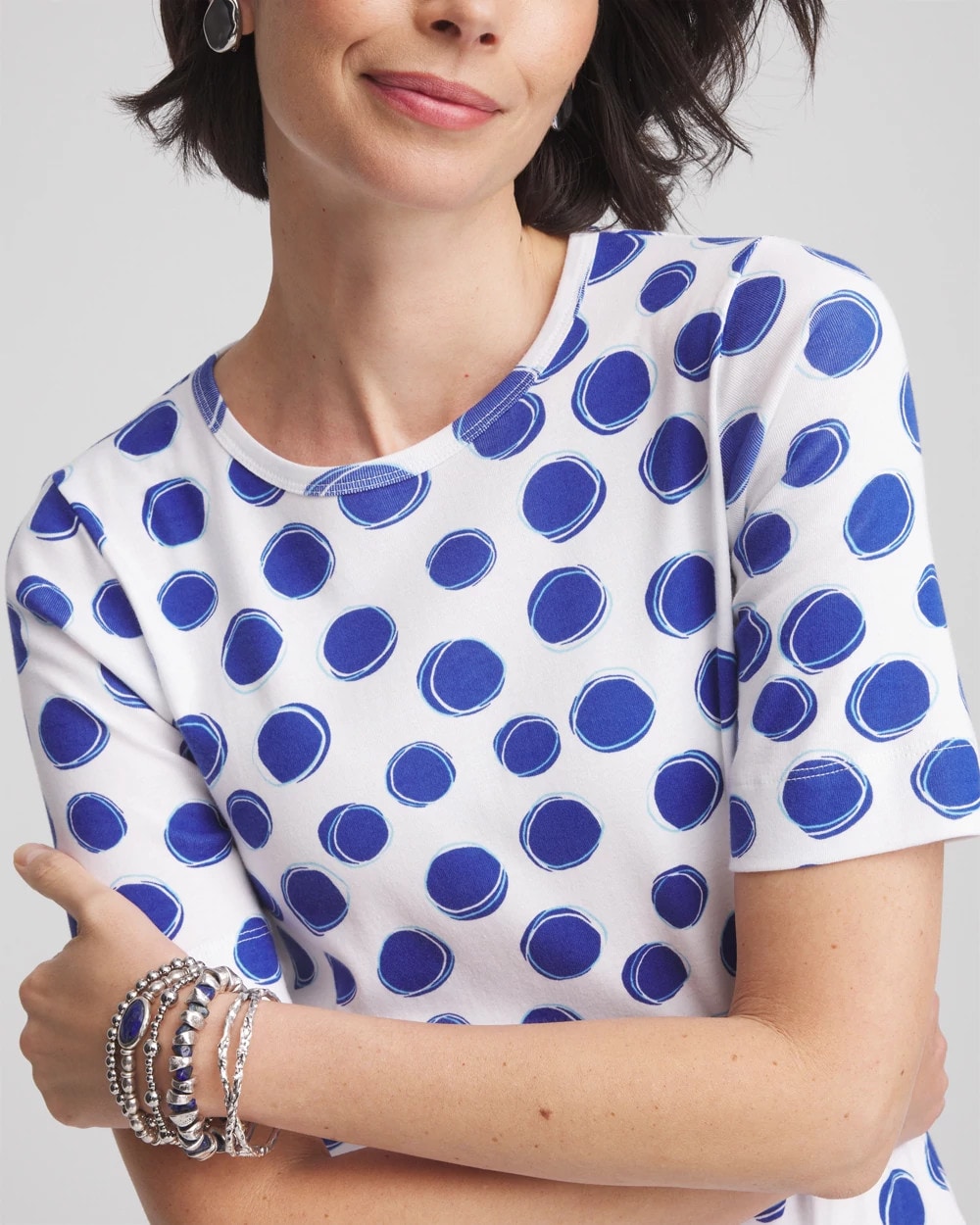 Chico's - Polka-Dot Pima Cotton Crewneck Tee