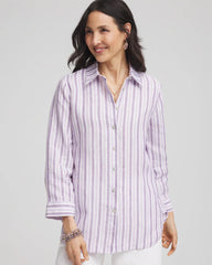 Chico's - No Iron™ Plum Striped Linen Shirt