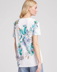 Chico's - Floral Short Sleeve Forward-Seam Tee