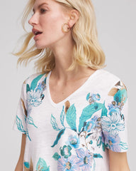 Chico's - Floral Short Sleeve Forward-Seam Tee