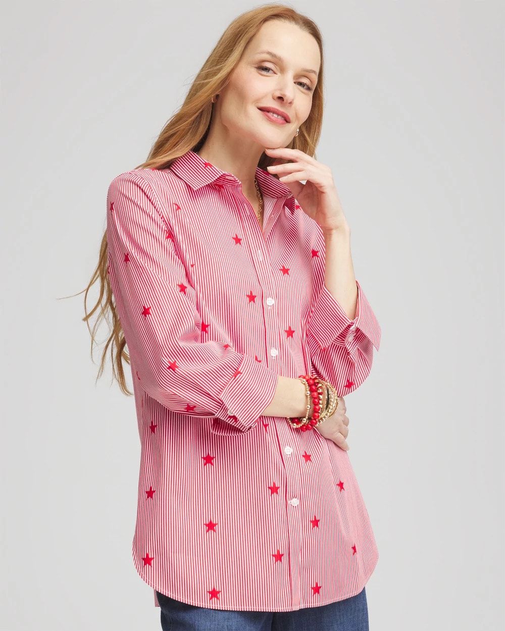 Chico's - No Iron™ Stars & Stripes  Sateen Shirt