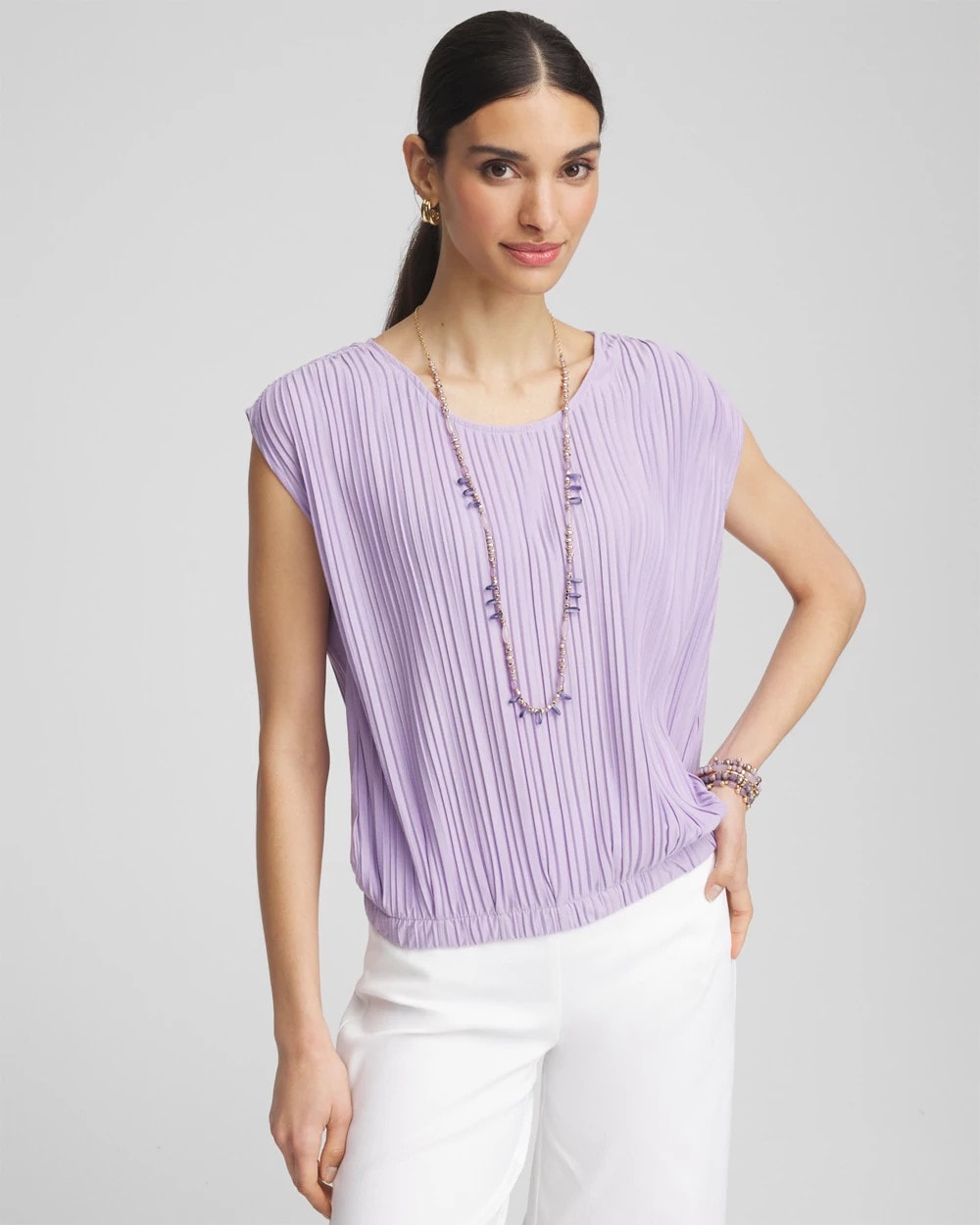 Chico's - Pleated Bubble-Hem Tee