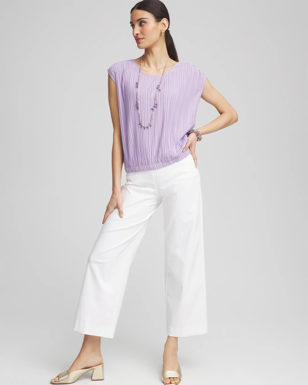 Chico's - Pleated Bubble-Hem Tee