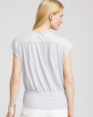 Chico's - Foiled Knit Banded Bottom Top