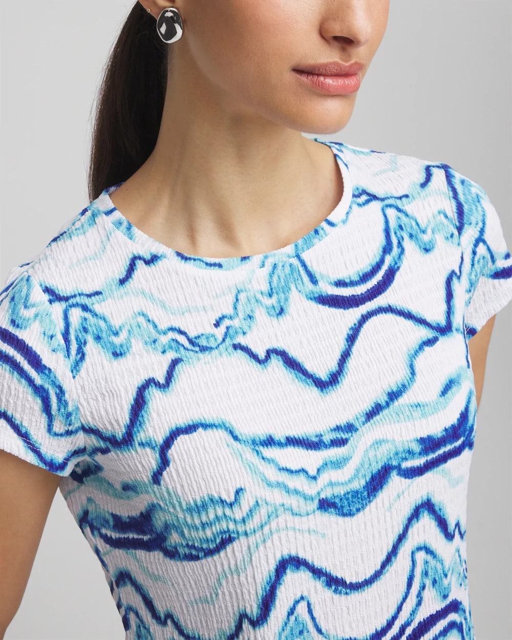 Chico's - Ocean Waves Cap Sleeve Dolman Tee