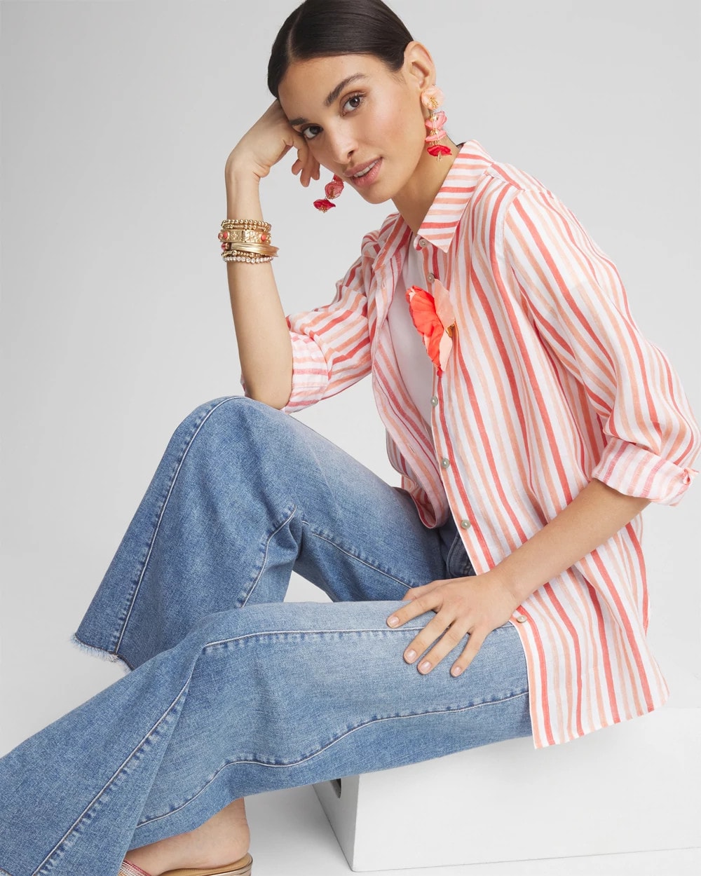 Chico's - No Iron™ Striped Linen Shirt