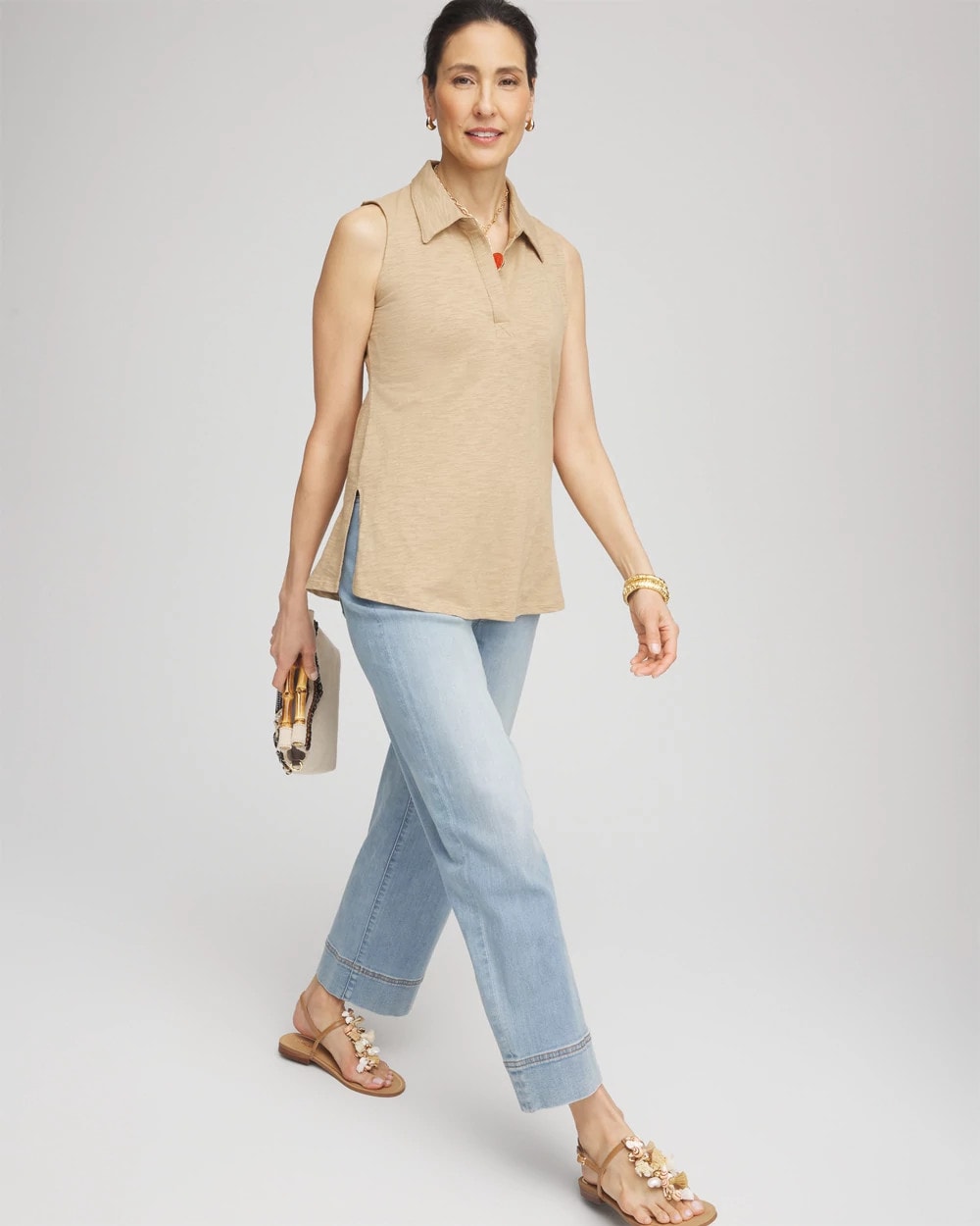 Chico's - Slub Sleeveless Collared Tunic