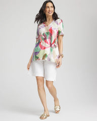 Chico's - Floral Short Sleeve Forward-Seam Tee