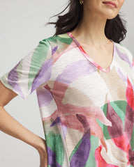 Chico's - Floral Short Sleeve Forward-Seam Tee