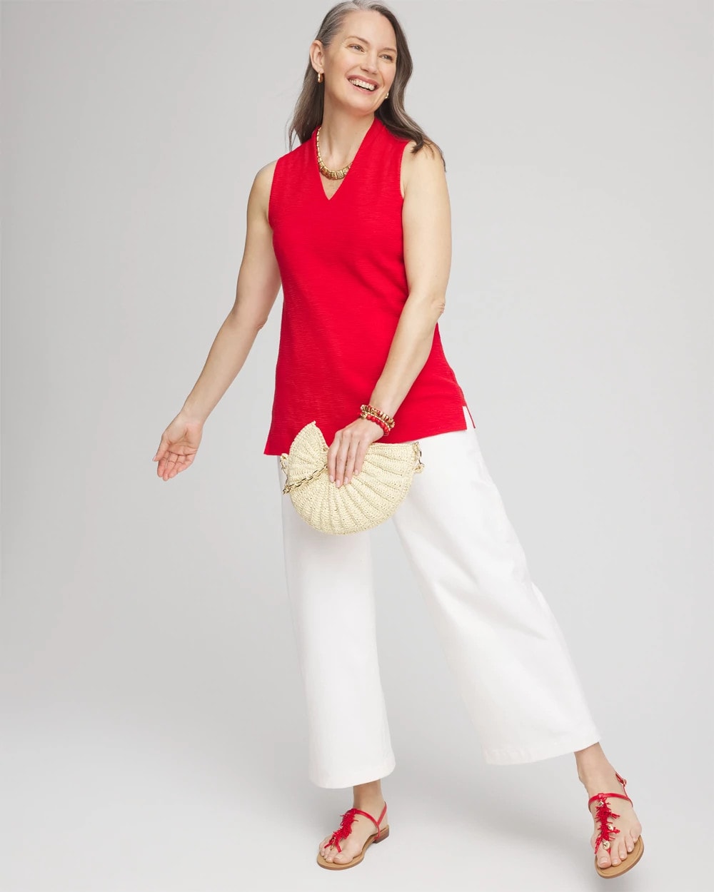 Chico's - Textured Sleeveless V-Neck Tunic