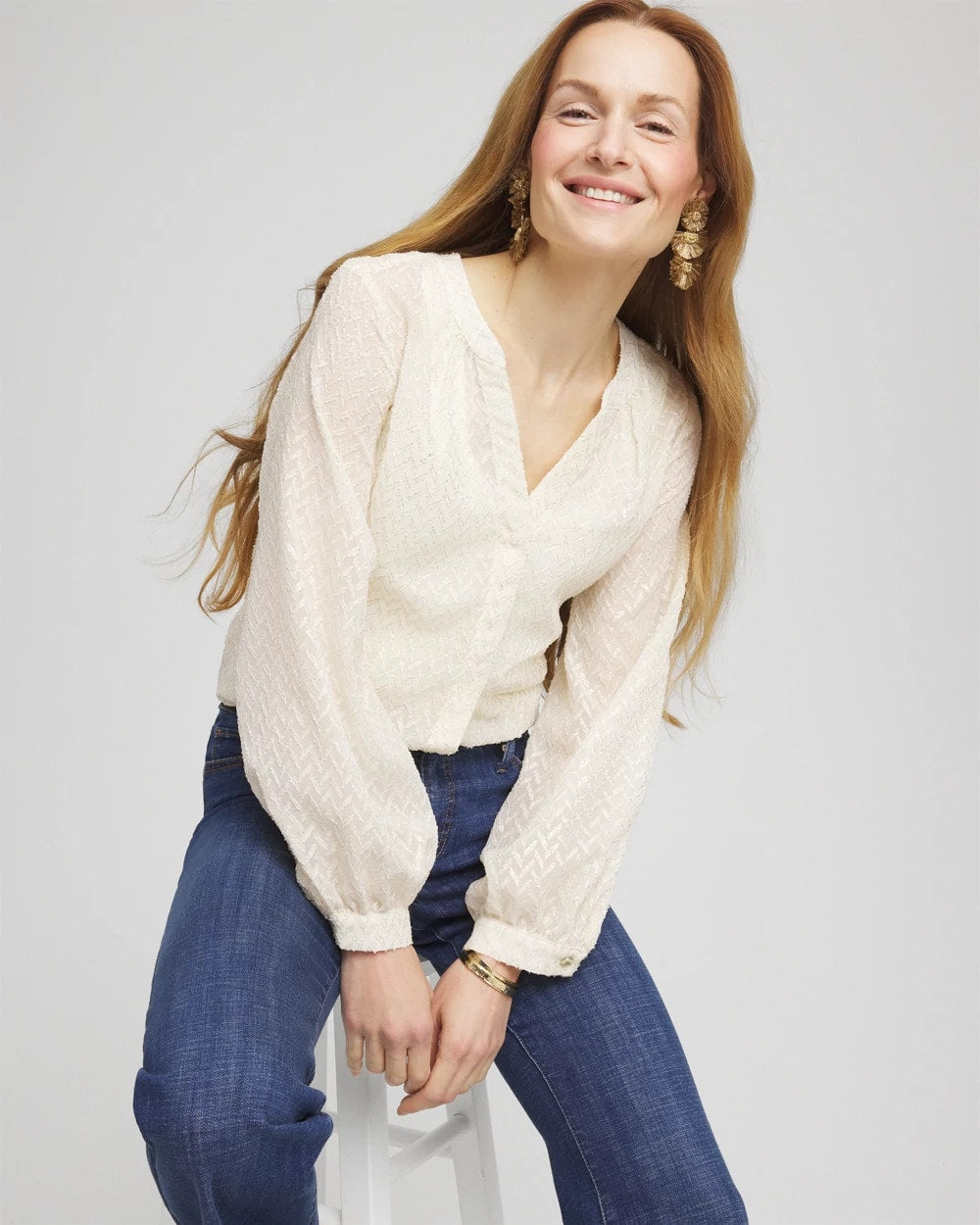 Chico's - Chevron Blouson Sleeve Blouse