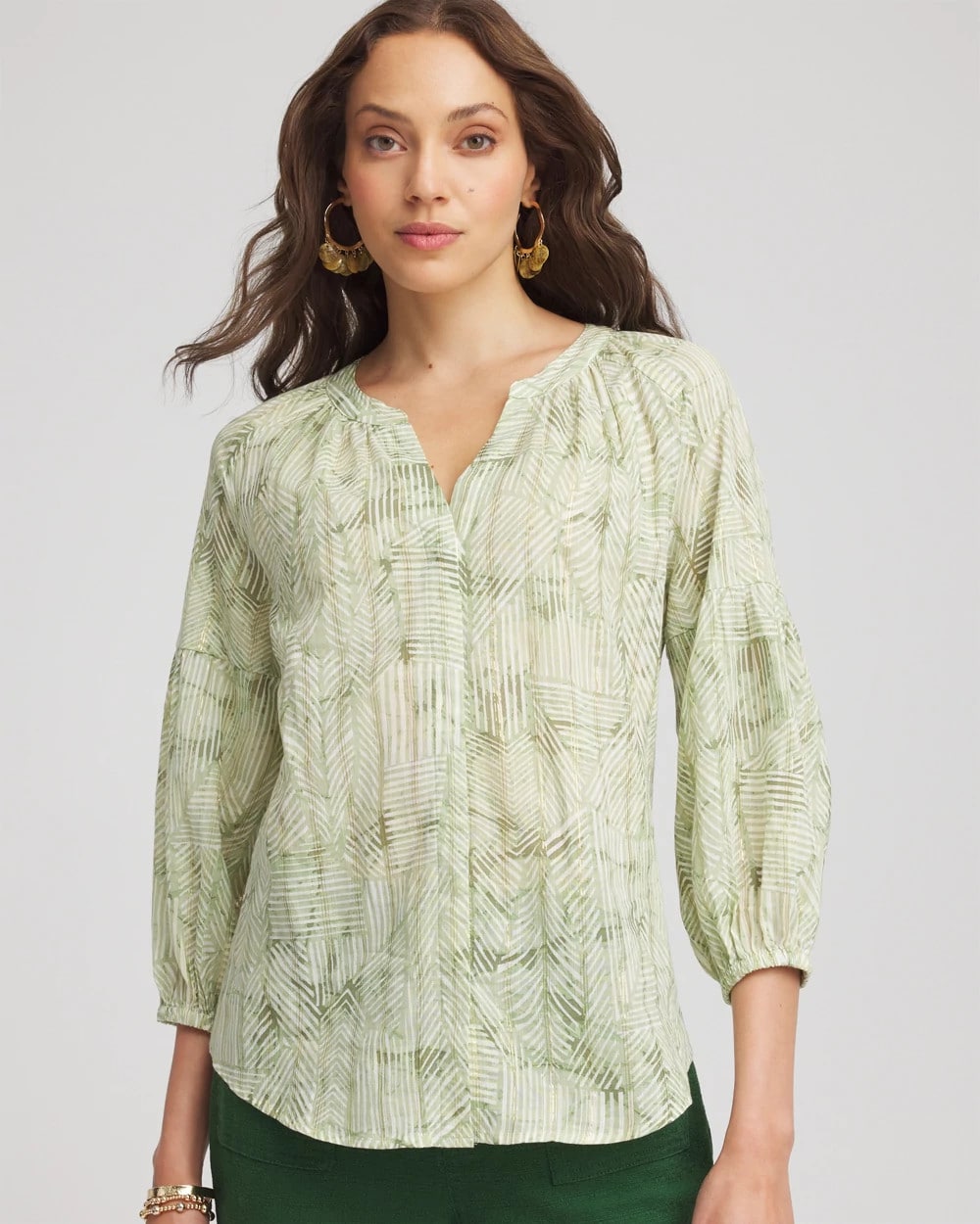Chico's - Lurex Stripe Cotton Blouse