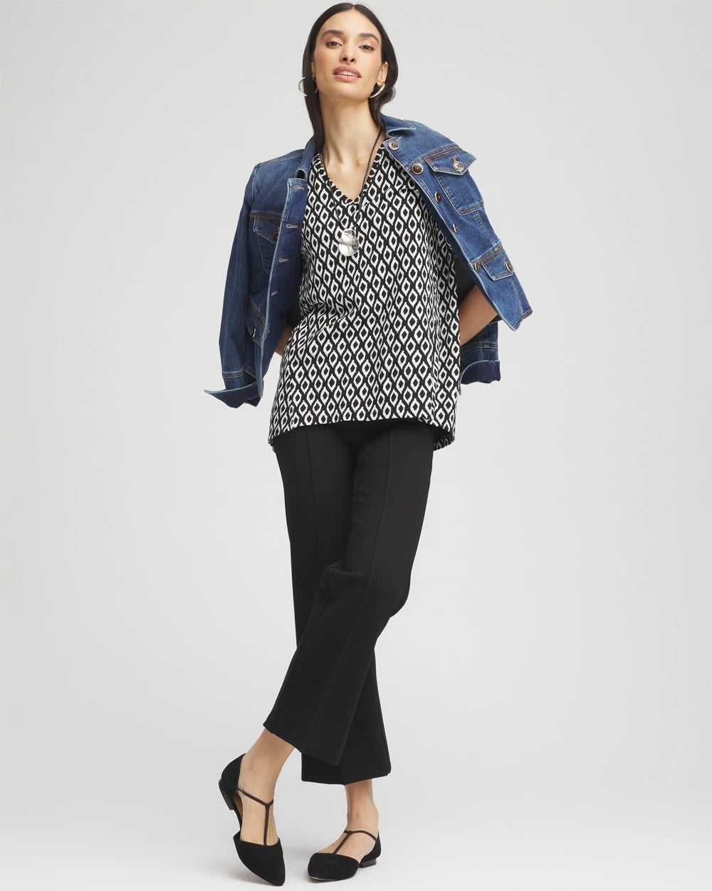 Chico's - Graphic Slub V-Neck Tee