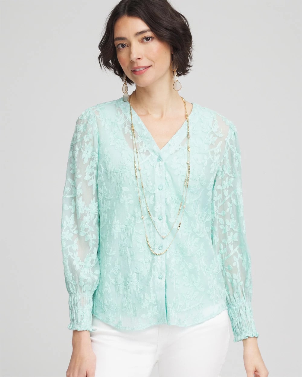 Chico's - Floral Soutache V-Neck Blouse