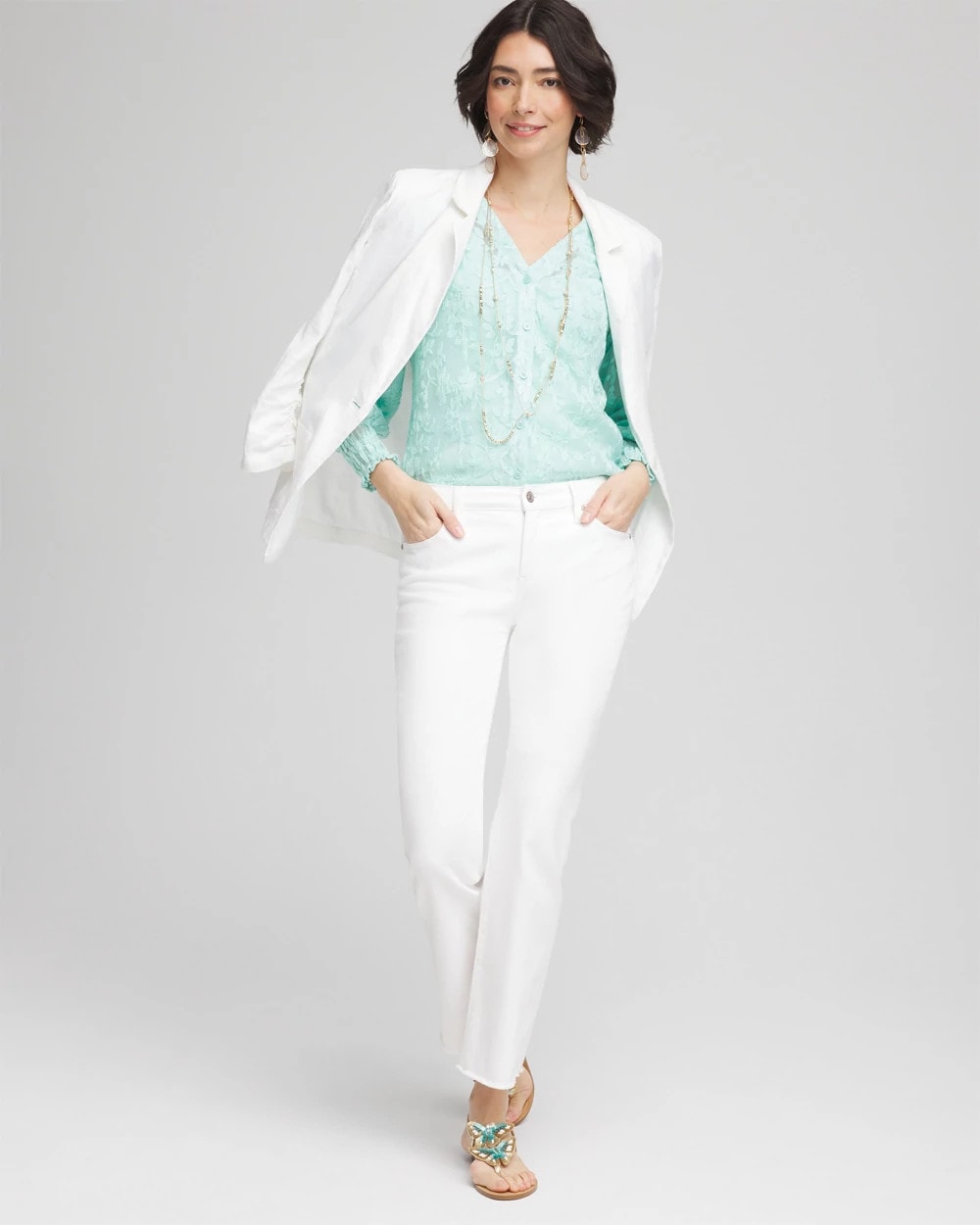 Chico's - Floral Soutache V-Neck Blouse