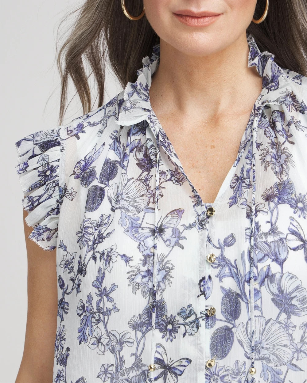 Chico's - Butterfly Ruffle Collar Blouse