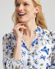 Chico's - Ruffle Collar Butterfly Burnout Blouse