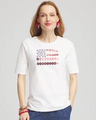 Chico's - Flag Embellished Knit Tee