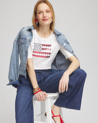 Chico's - Flag Embellished Knit Tee
