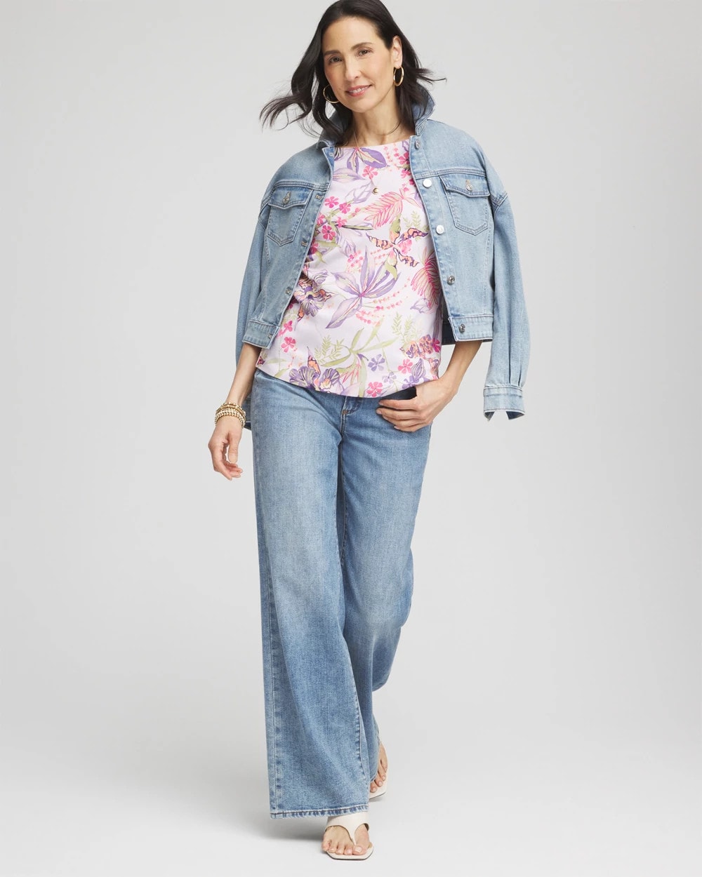 Chico's - Tropical Floral Pima Tee