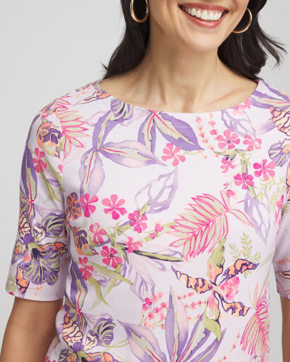 Chico's - Tropical Floral Pima Tee