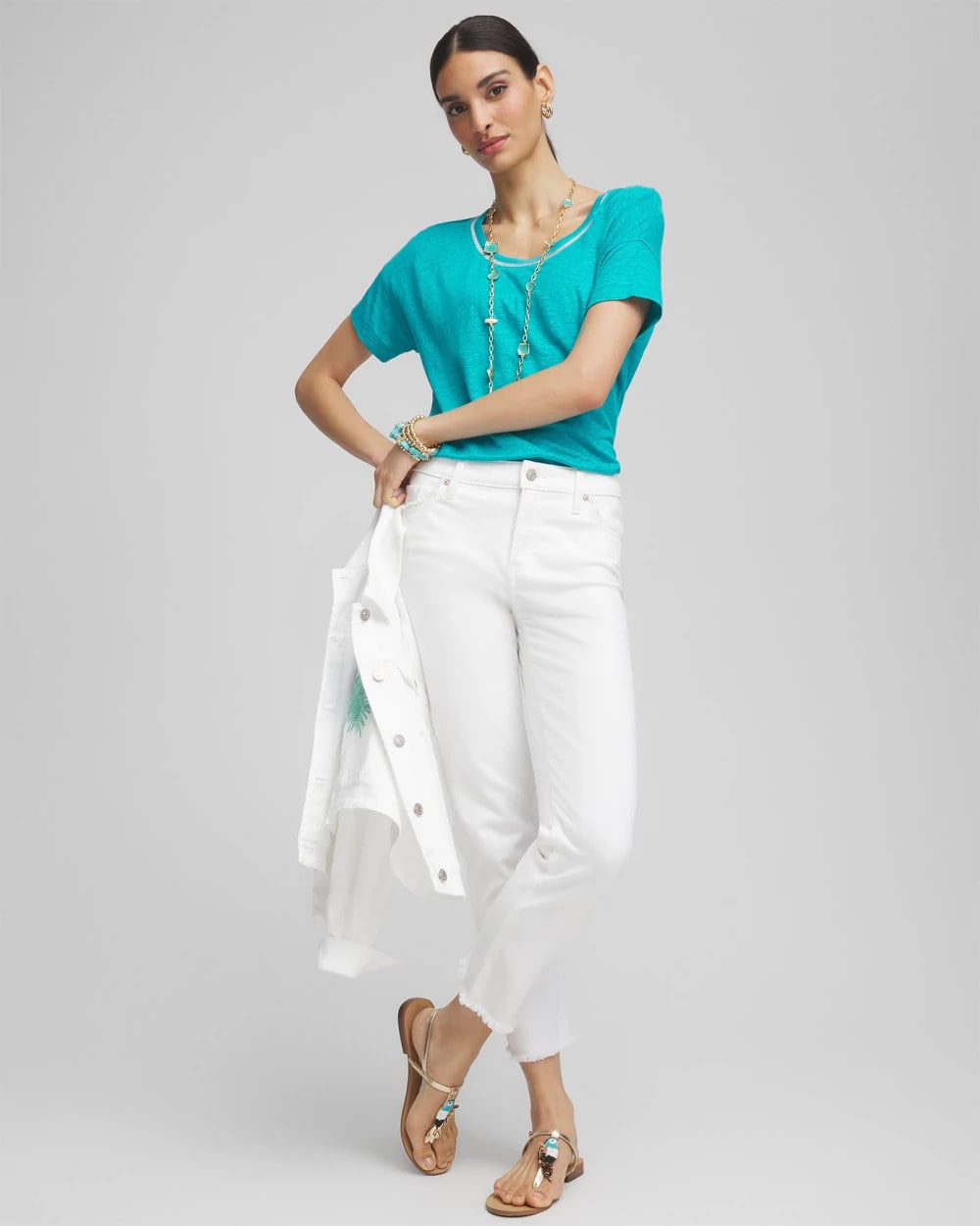 Chico's - Sweater Trim Linen Tee