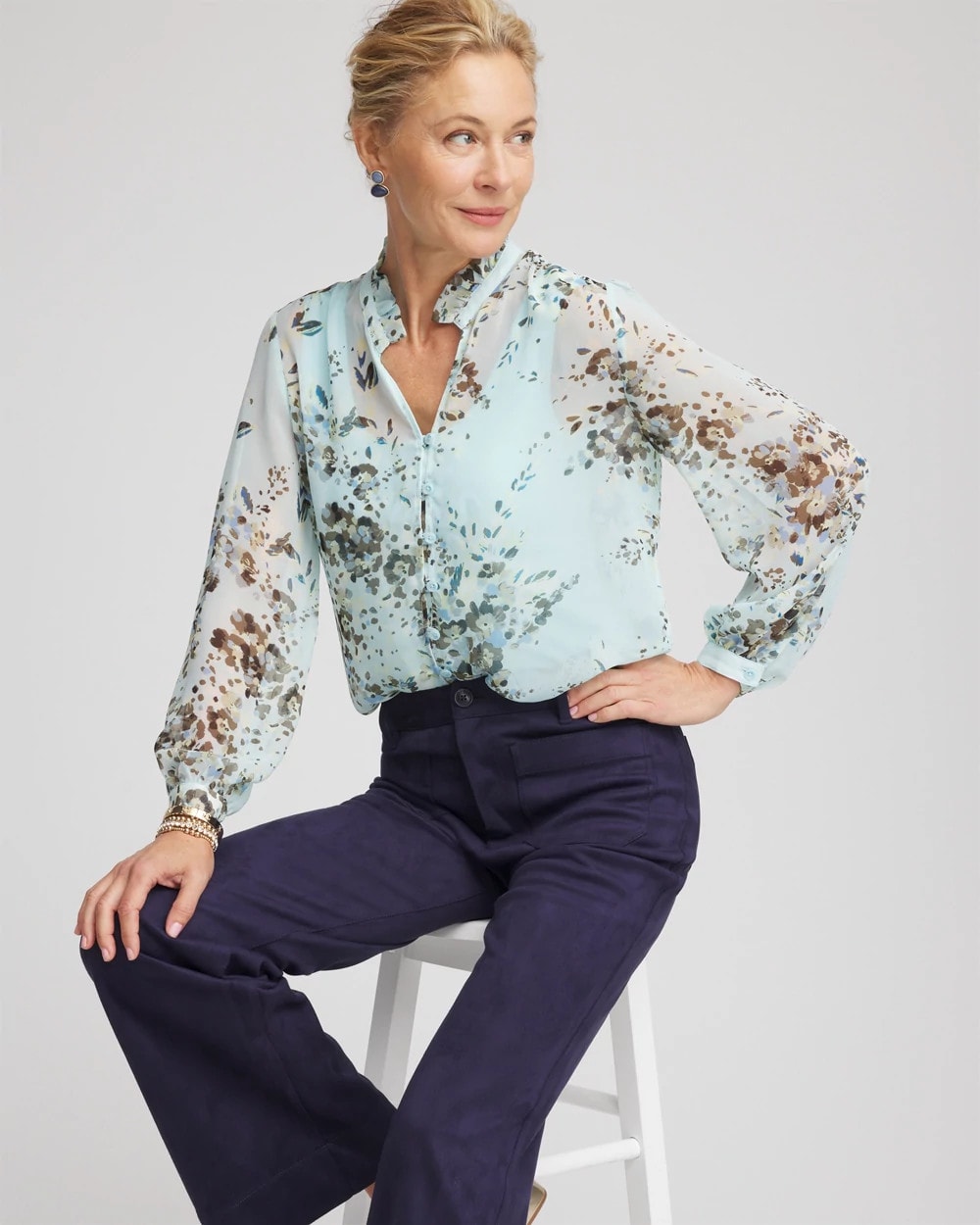 Chico's - Floral Georgette Peasant Blouse