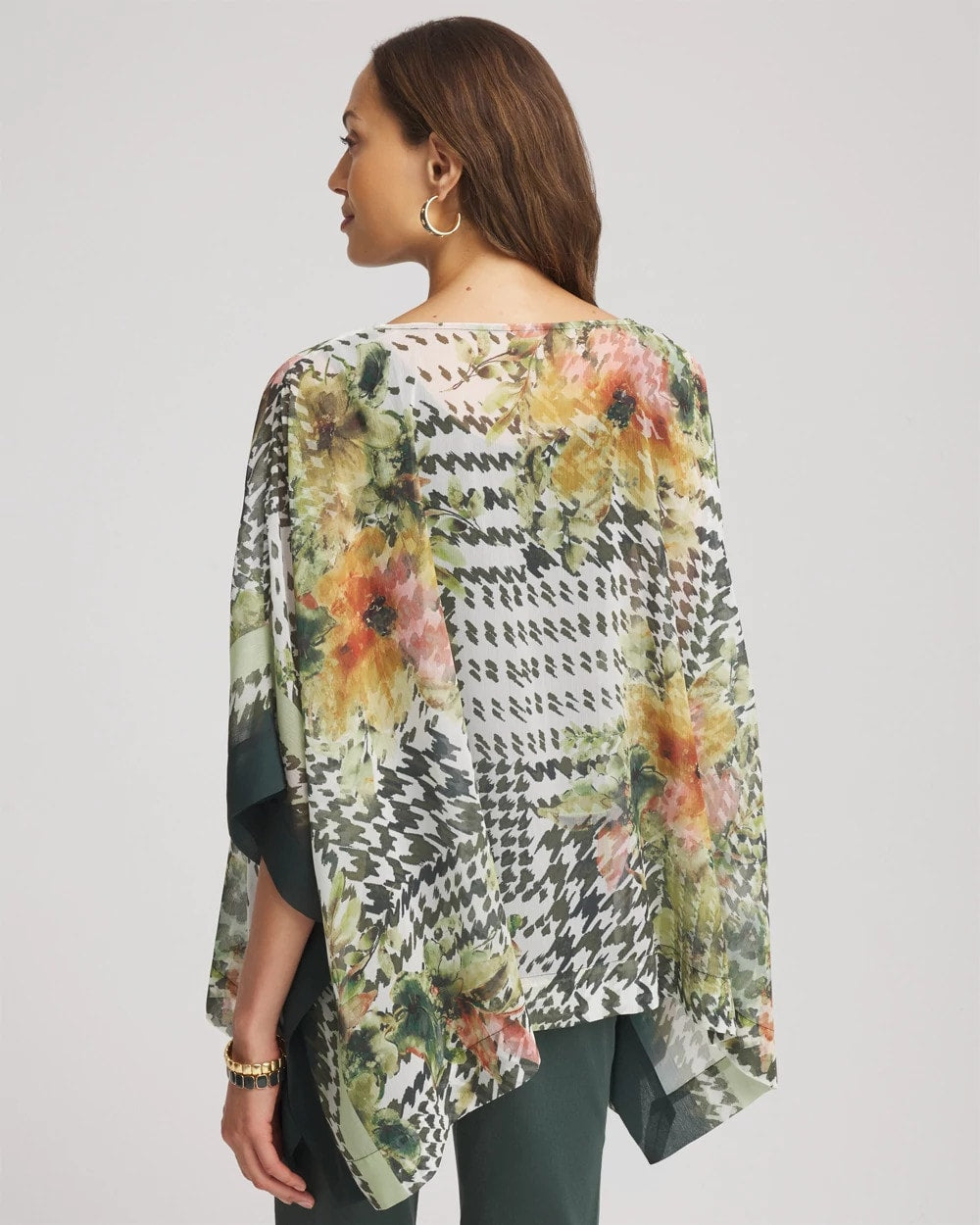 Chico's - Printed Crinkle-Chiffon Pullover Poncho