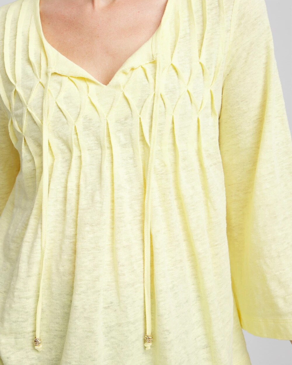 Chico's - Pintuck Linen Notched-Neck Tee