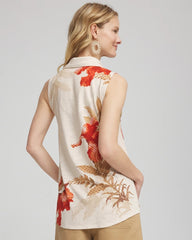 Chico's - Floral Slub Sleeveless Collared Tunic