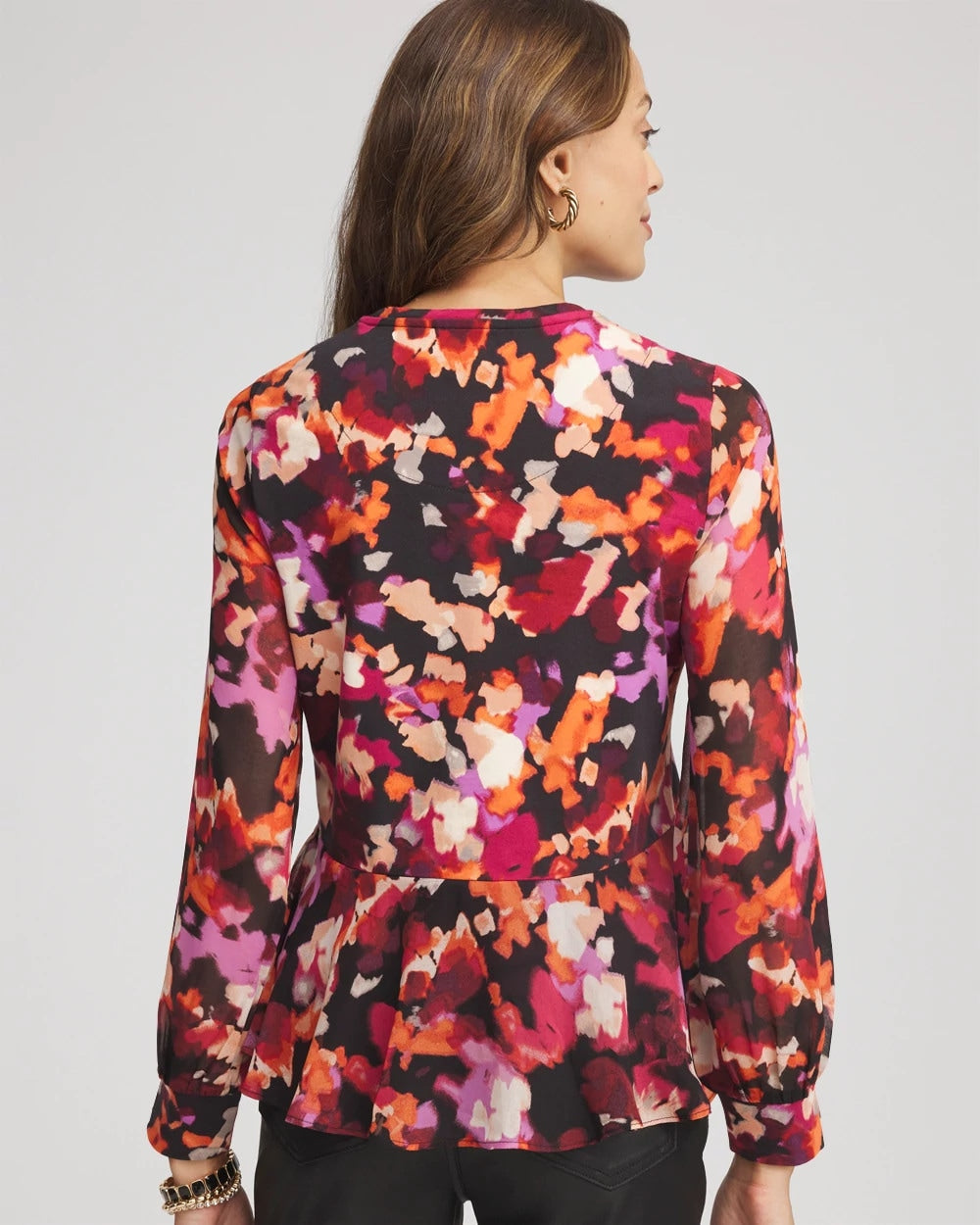 Chico's - Printed Chiffon Peplum Top