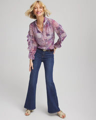 Chico's - Gingham-Print Georgette Blouse