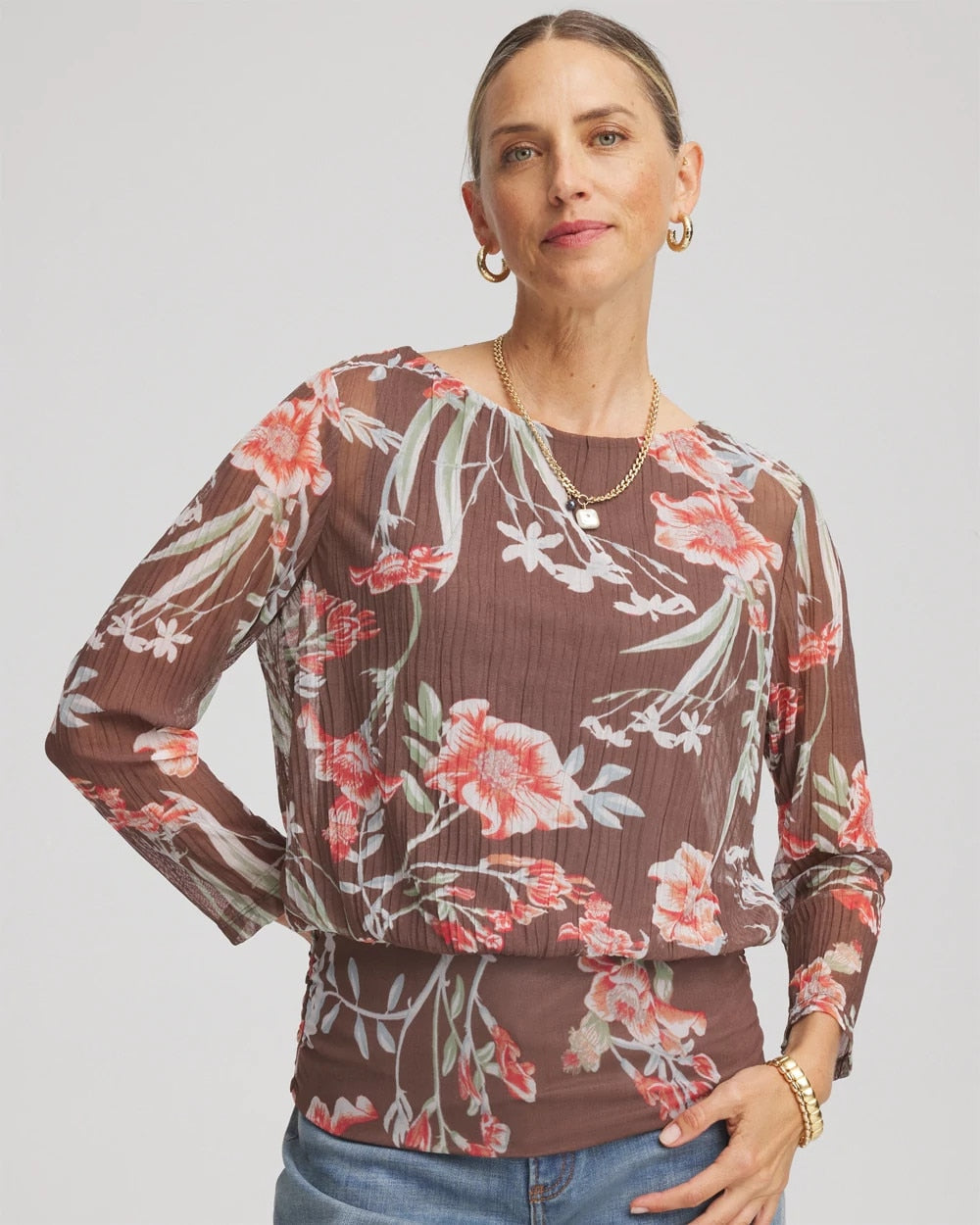 Chico's - Textured Banded-Hem Top