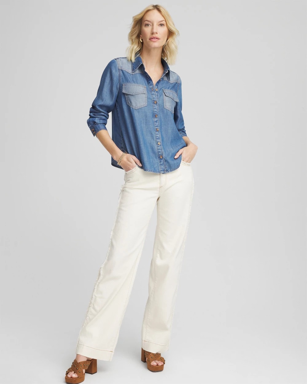 Chico's - Tencel™ Colorblock Classic-Fit Shirt