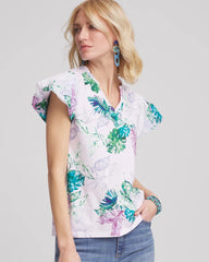 Chico's - Notch Neck Cap Sleeve Tee
