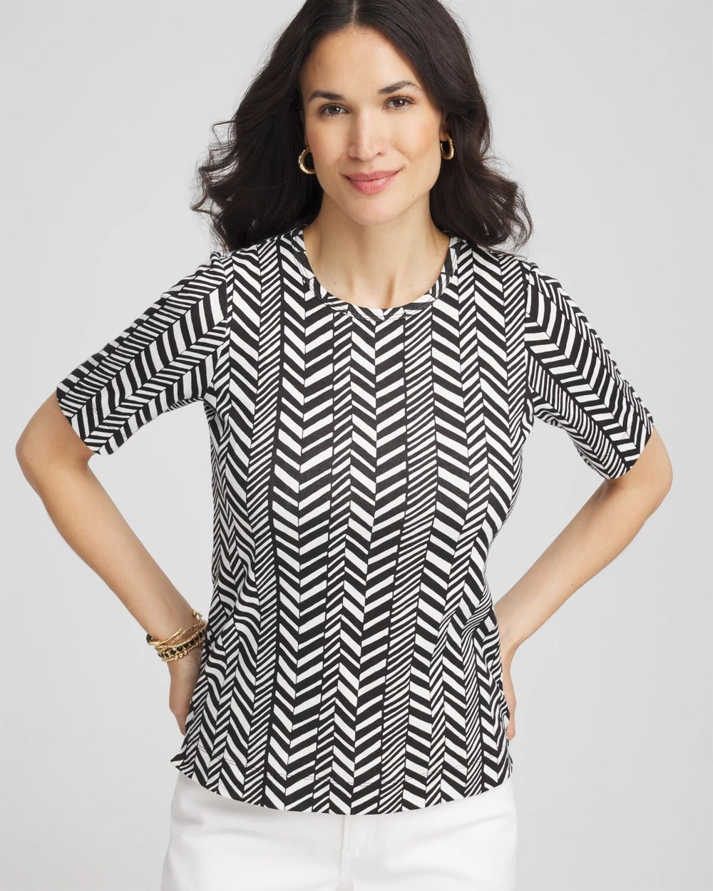 Chico's - Printed Classic Fit Pima Cotton Tee
