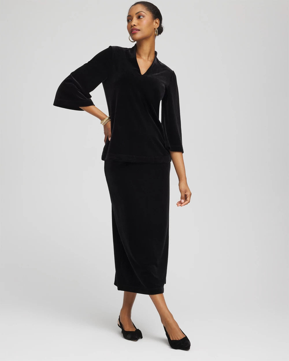 Chico's - Travelers™ Velvet V-Neck Kimono Sleeve Top