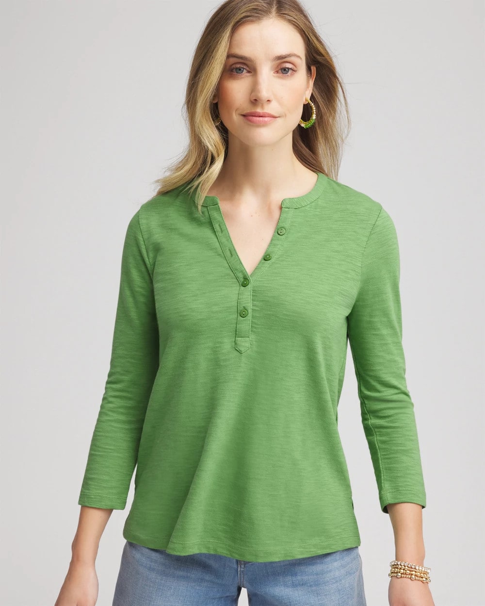 Chico's - Cotton Slub Henley Shirt
